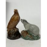 A BESWICK BENEAGLES MINIATURE SCOTCH WHISKEY EAGLE TOGETHER WITH A BADGER