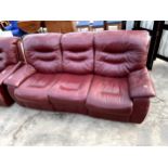 A MODERN LEATHER THREE SEATER RECLINER