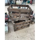 TWO VINTAGE WOODEN CRATES