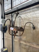 AN ART NOUVEAU STYLE COPPER THREE BRANCH LIGHT FITTING