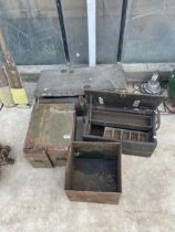 AN ASSORTMENT OF VINTAGE AND WOODEN TOOL BOXES