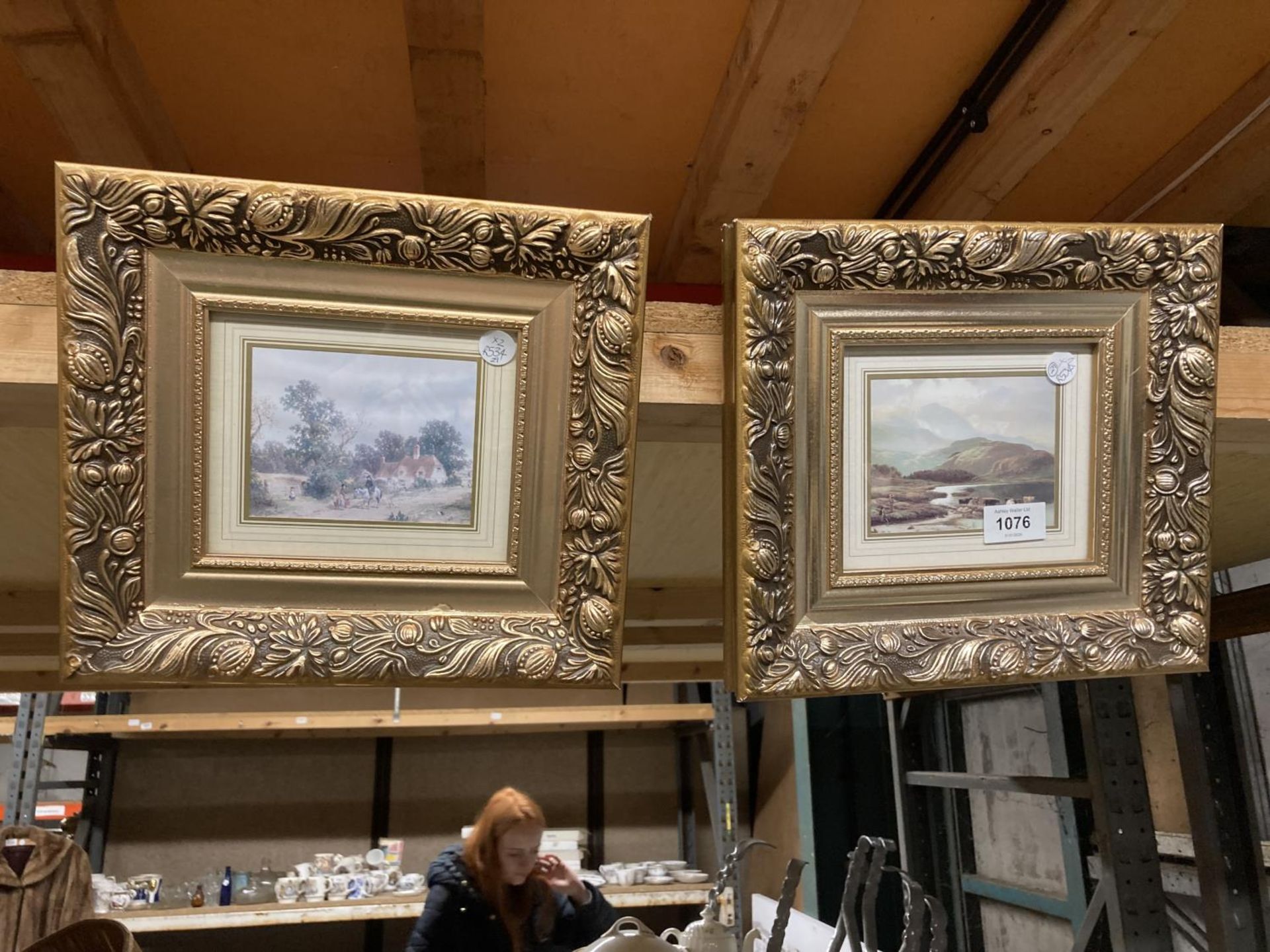 TWO GOLD GILT FRAMED LANDSCAPE PRINTS