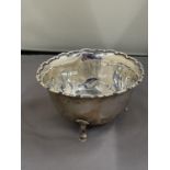 A HALLMARKED BIRMINGHAM SILVER THREE FOOTED DISH GROSS WEIGHT 60.6 GRAMS