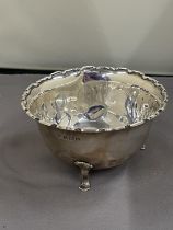 A HALLMARKED BIRMINGHAM SILVER THREE FOOTED DISH GROSS WEIGHT 60.6 GRAMS