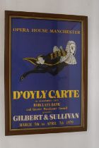 A FRAMED POSTER FOR THE OPERA HOUSE MANCHESTER, GILBERT AND SULLIVAN, 'D'OYLY CARTE', 1979, 57CM X
