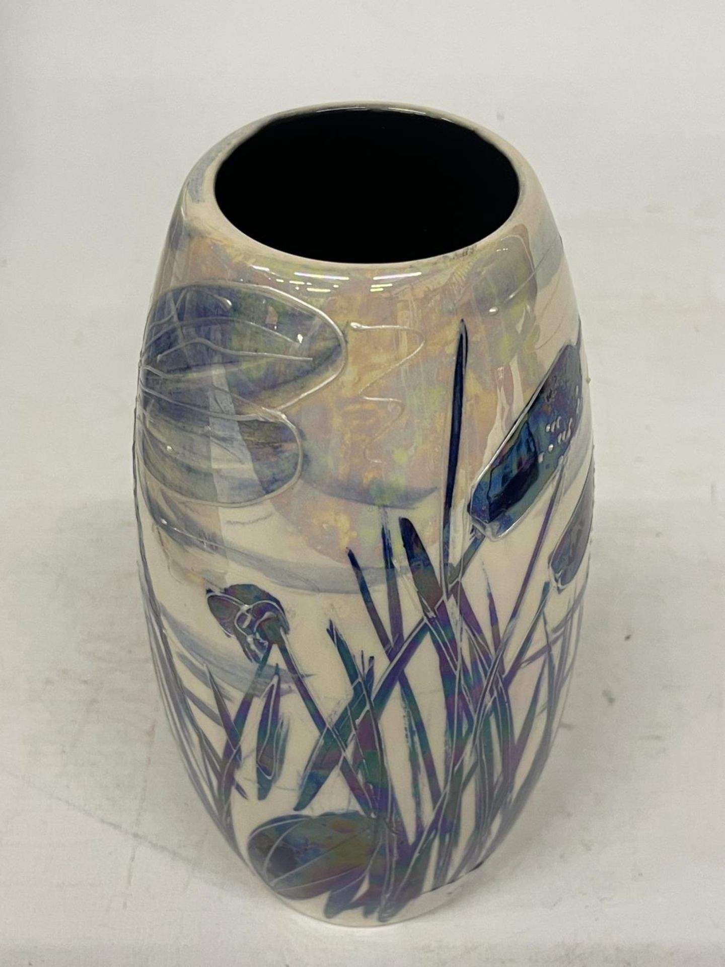 AN ANITA HARRIS DRAGONFLY LUSTRE VASE SIGNED IN GOLD - Image 4 of 5