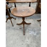 A TRIPOD WALNUT AND CROSSBANDED OCCASIONAL TABLE