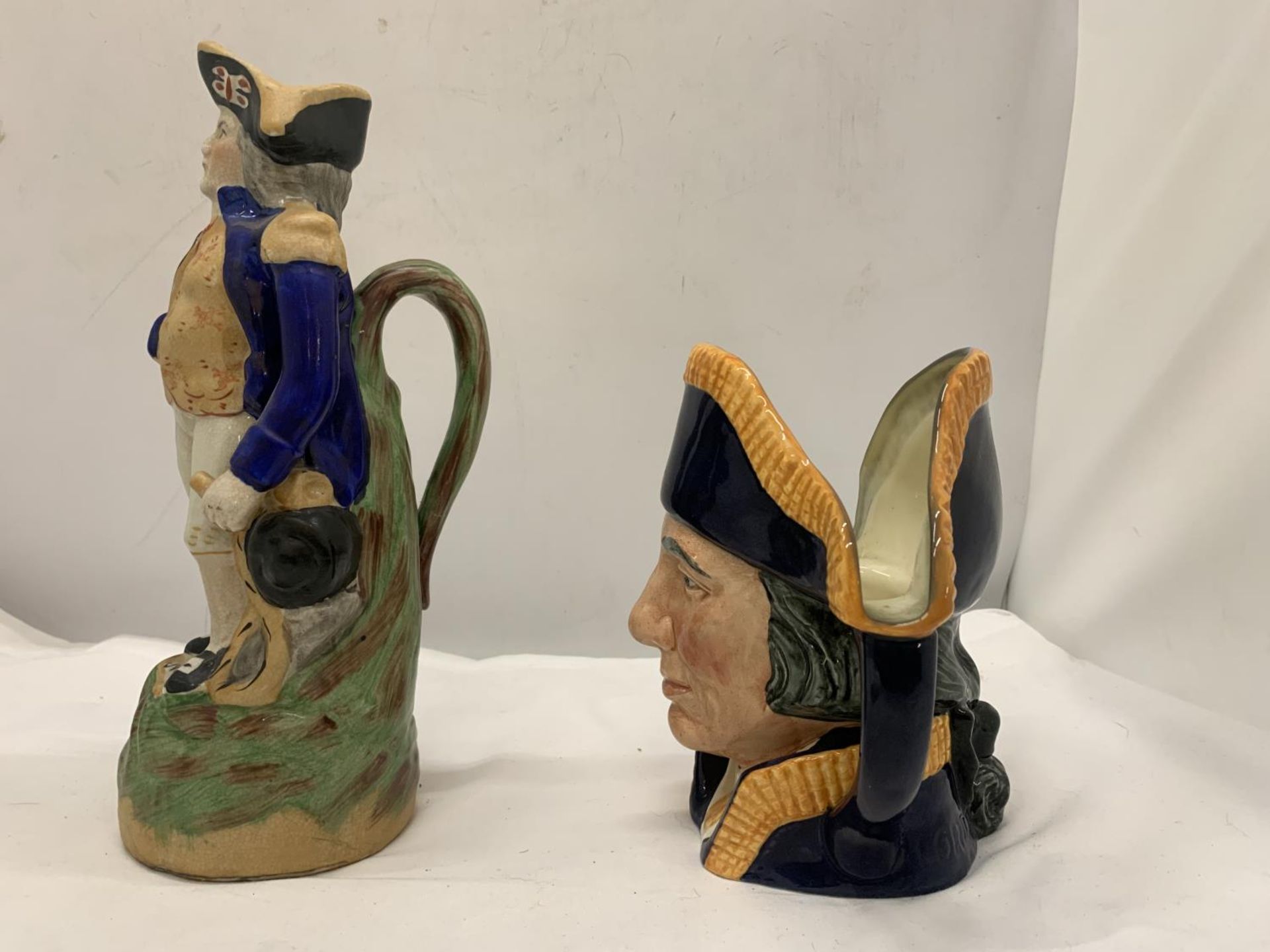 A VINTAGE STAFFORDSHIRE LORD NELSON JUG AND A ROYAL DOULTON LORD NELSON TOBY JUG - Image 3 of 6
