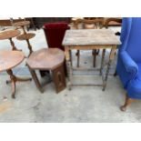 AN OAK OCTAGONAL OCCASIONAL TABLE AND BARLEY TWIST CENTRE TABLE