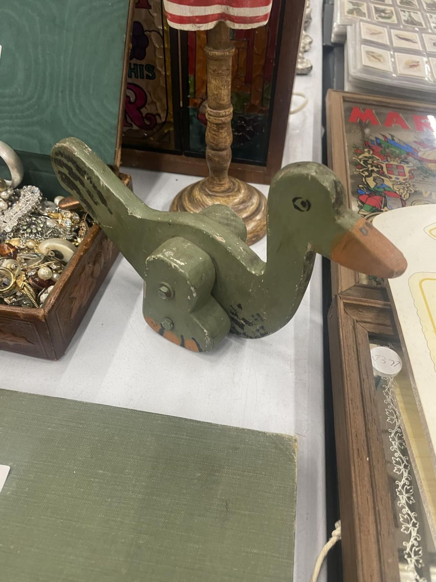 A WOODEN MODEL OF A DUCK AND SHOP DUMMY, HEIGHT 35CM - Image 2 of 3