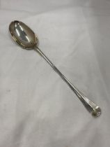 A HALLMARKED SILVER DELVING SPOON - 135 GRAMS