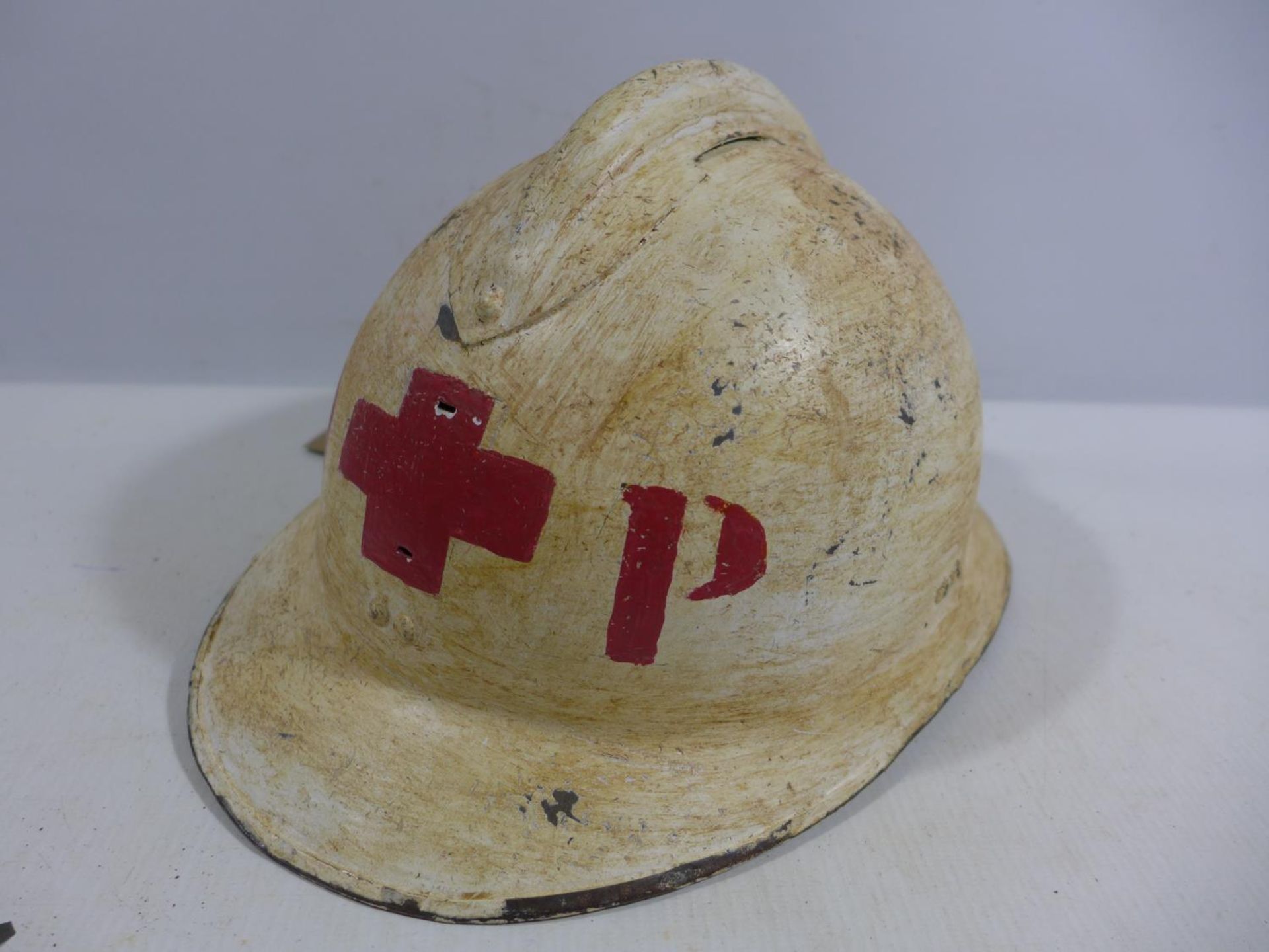 A WHITE PAINTED FRENCH D P HELMET - Image 2 of 3