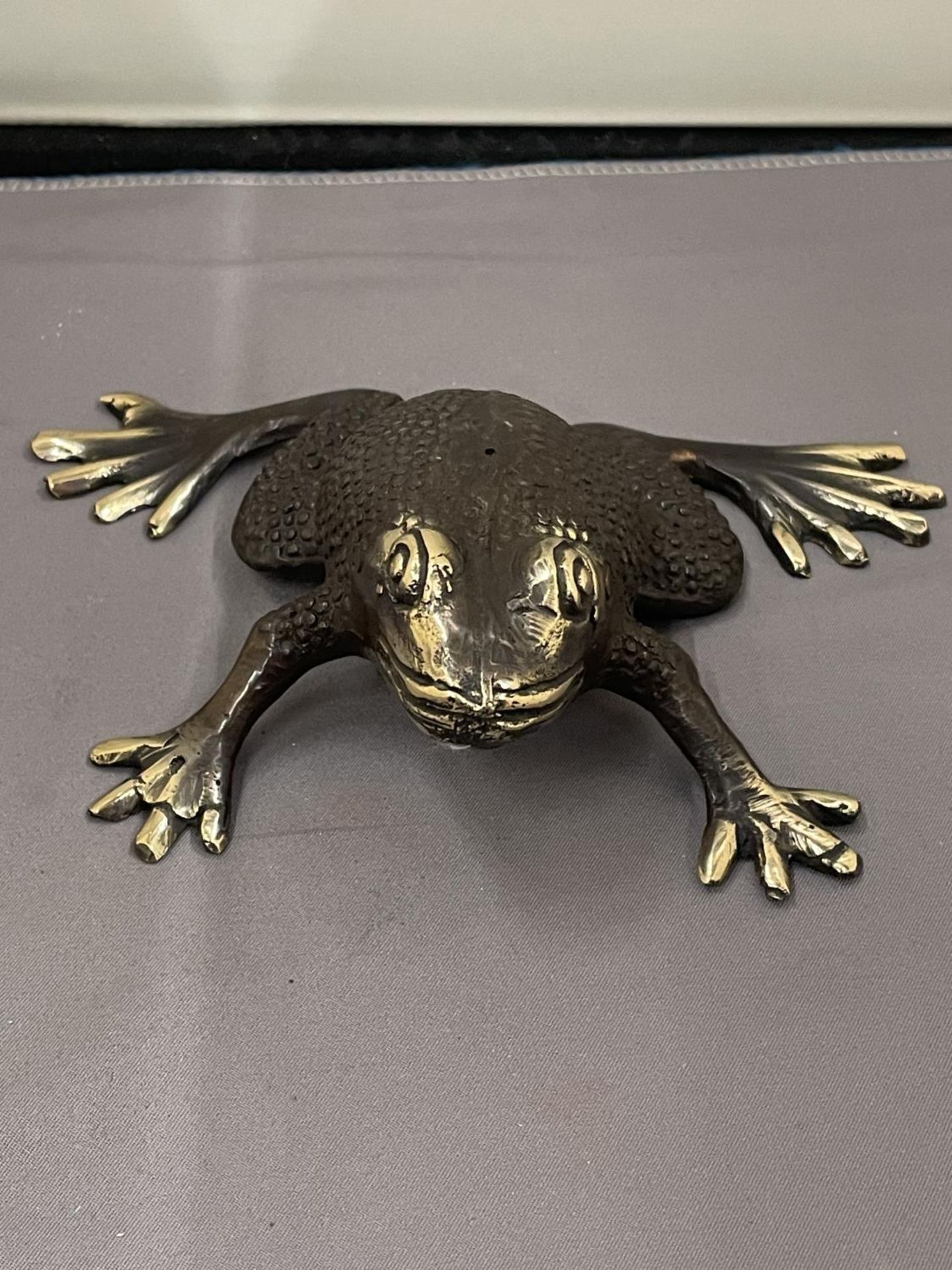A BRONZE FIGURE OF A FROG - Image 6 of 6