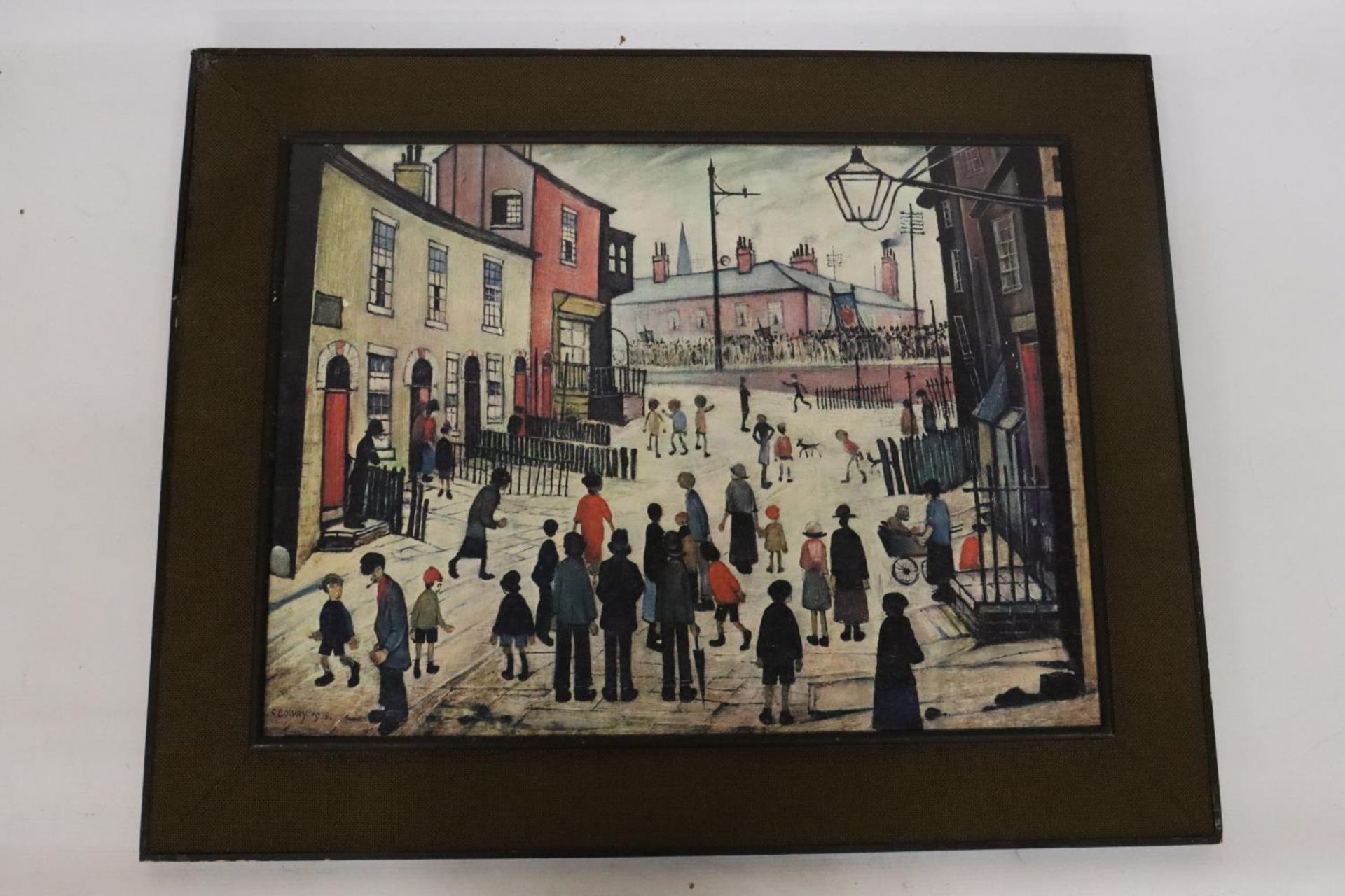A LOWRY PRINT ON BOARD 'THE PROCESSION', 77CM X 62CM - Image 2 of 4