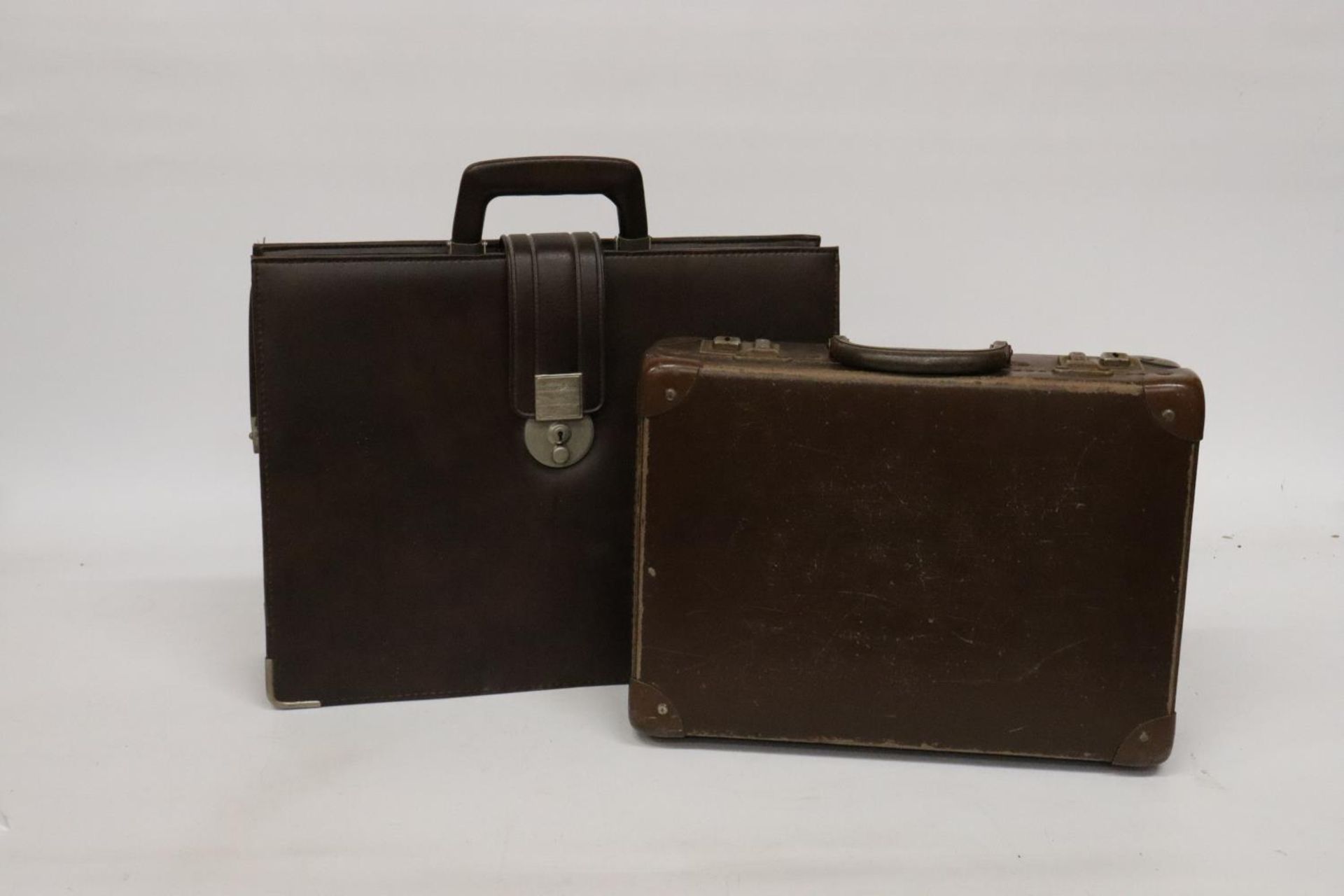 TWO VINTAGE LEATHER BRIEFCASES - Image 2 of 6