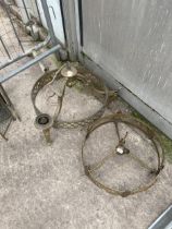 TWO VINTAGE DECORATIVE BRASS LIGHT FITTINGS