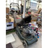 A HAYTER HARRIER 41 PETROL LAWN MOWER COMPLETE WITH GRASS BOX