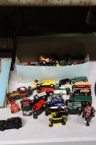 A QUANTITY OF VINTAGE MODEL CARS TO INCLUDE LLEDO, MATCHBOX, DAYS GONE, ETC.,