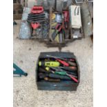 A LARGE ASSORTMENT OF TOOLS TO INCLUDE SCREW DRIVERS, POT RIVOTERS AND ELECTRIC SCREW DRIVERS ETC