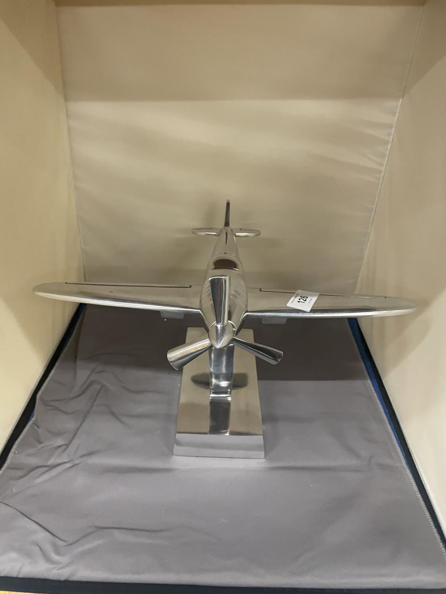 A CHROME SPITFIRE ON A STAND - Image 3 of 5