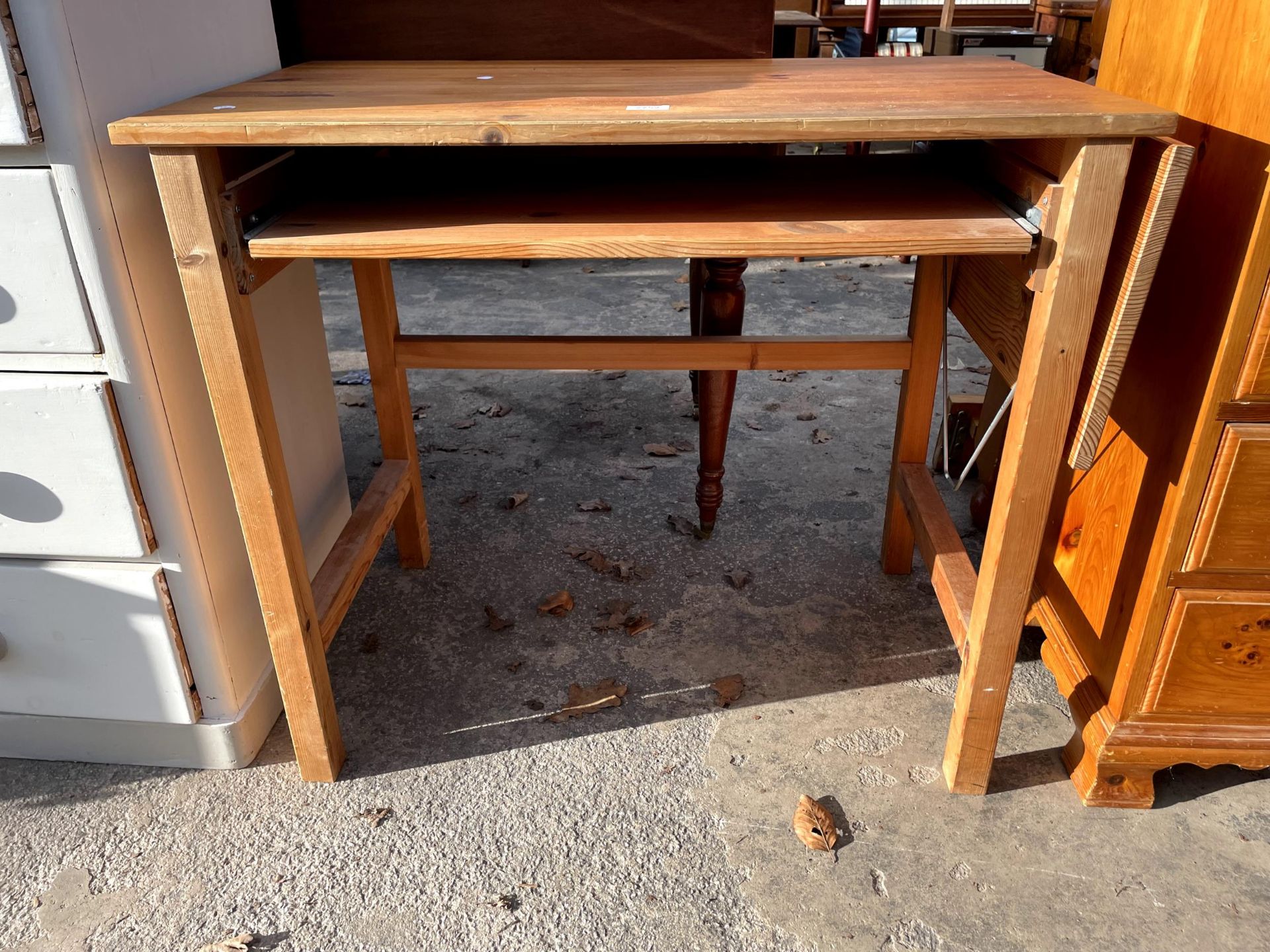 A MODERN PINE DROP-LEAF COMPUTER TABLE - Image 2 of 3