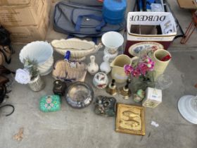 AN ASSORTMENT OF ITEMS TO INCLUDE CERAMICS, BELLS AND A CANDLEHOLDER ETC