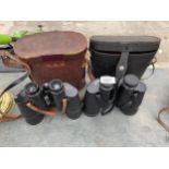 TWO PAIRS OF BINOCULARS WITH CASES TO INCLUDE ZENITH AND HELENA