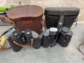 TWO PAIRS OF BINOCULARS WITH CASES TO INCLUDE ZENITH AND HELENA