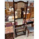 A MID 20TH CENTURY OAK MIRRORED HALL STAND / SEAT WITH LIFT-UP LID, 28" WIDE