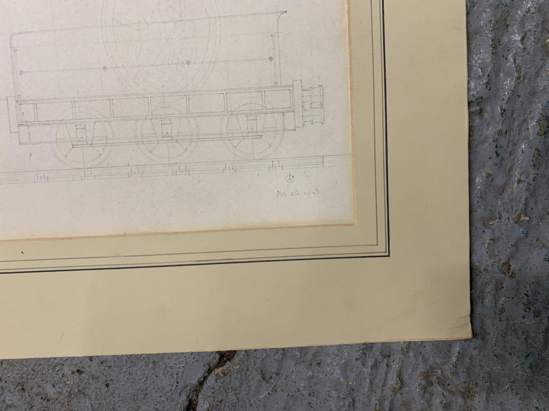 A BLUE PRINT PENCIL DRAWING OF A STEAM TRAIN, DATE 1923 - Bild 2 aus 6