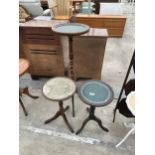 TWO MODERN TRIPOD WINE TABLES AND A JARDINIERE STAND