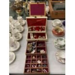 TWO JEWELLERY BOXES TO CONTAIN A LARGE QUANTITY OF COSTUME JEWELLERY