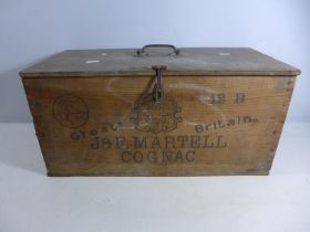 A J AND F MARTELL COGNAC WOODEN STORAGE BOX