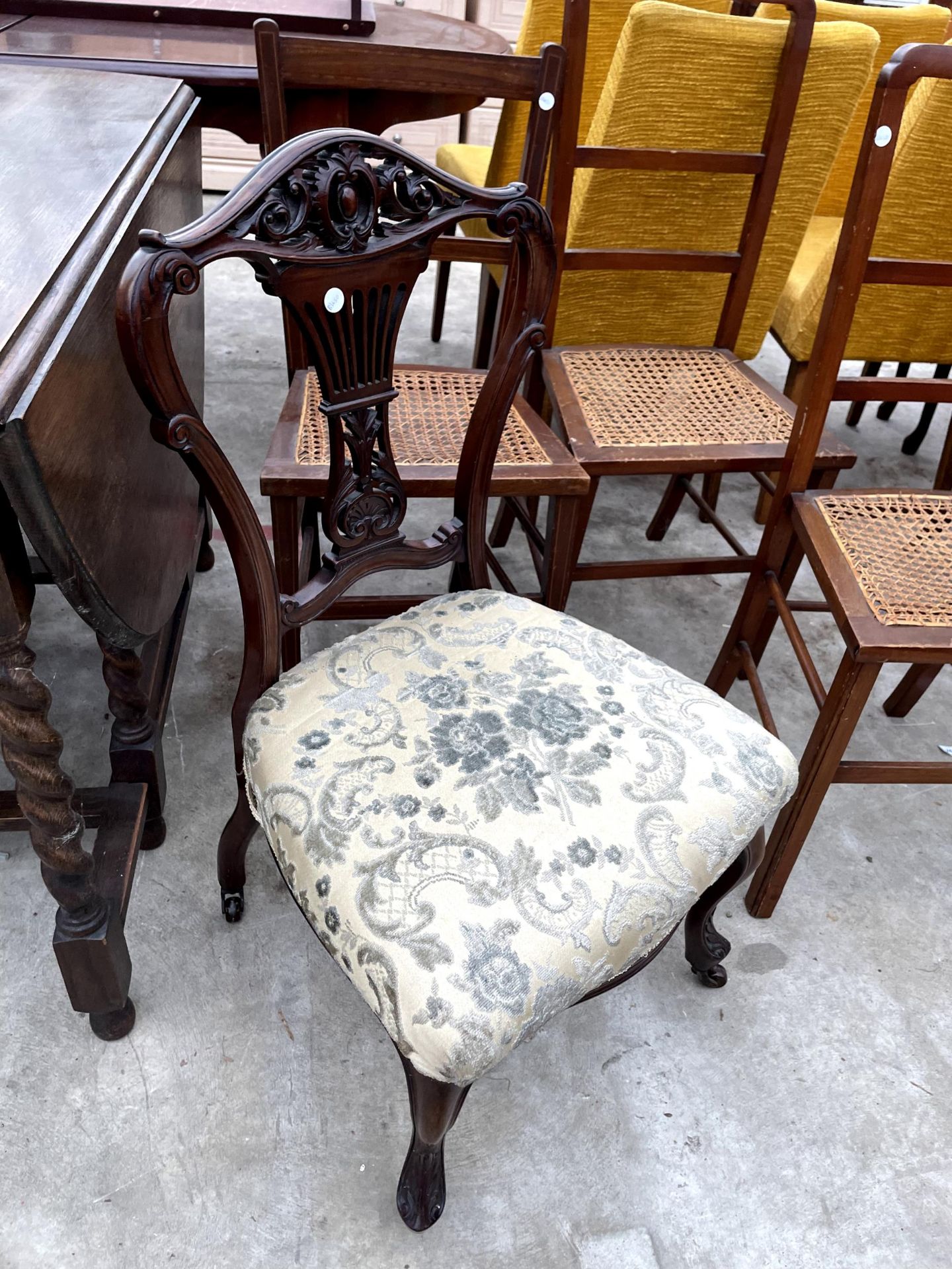 THREE VARIOUS MAHOGANY BEDROOM AND PARLOUR CHAIRS WITH FOLIATE BACK - Image 2 of 4