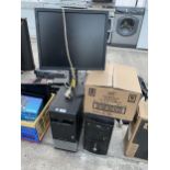 AN ASSORTMENT OF ITEMS TO INCLUDE COMPUTER TOWERS AND A DELL MONITOR ETC