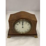 A SWISS MADE INLAID MANTLE CLOCK SEEN WORKING BUT NO WARRANTY