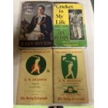 FOUR CRICKET RELATED BOOK TWO BY LEN HUTTON WITH ONE SIGNED BY HIM