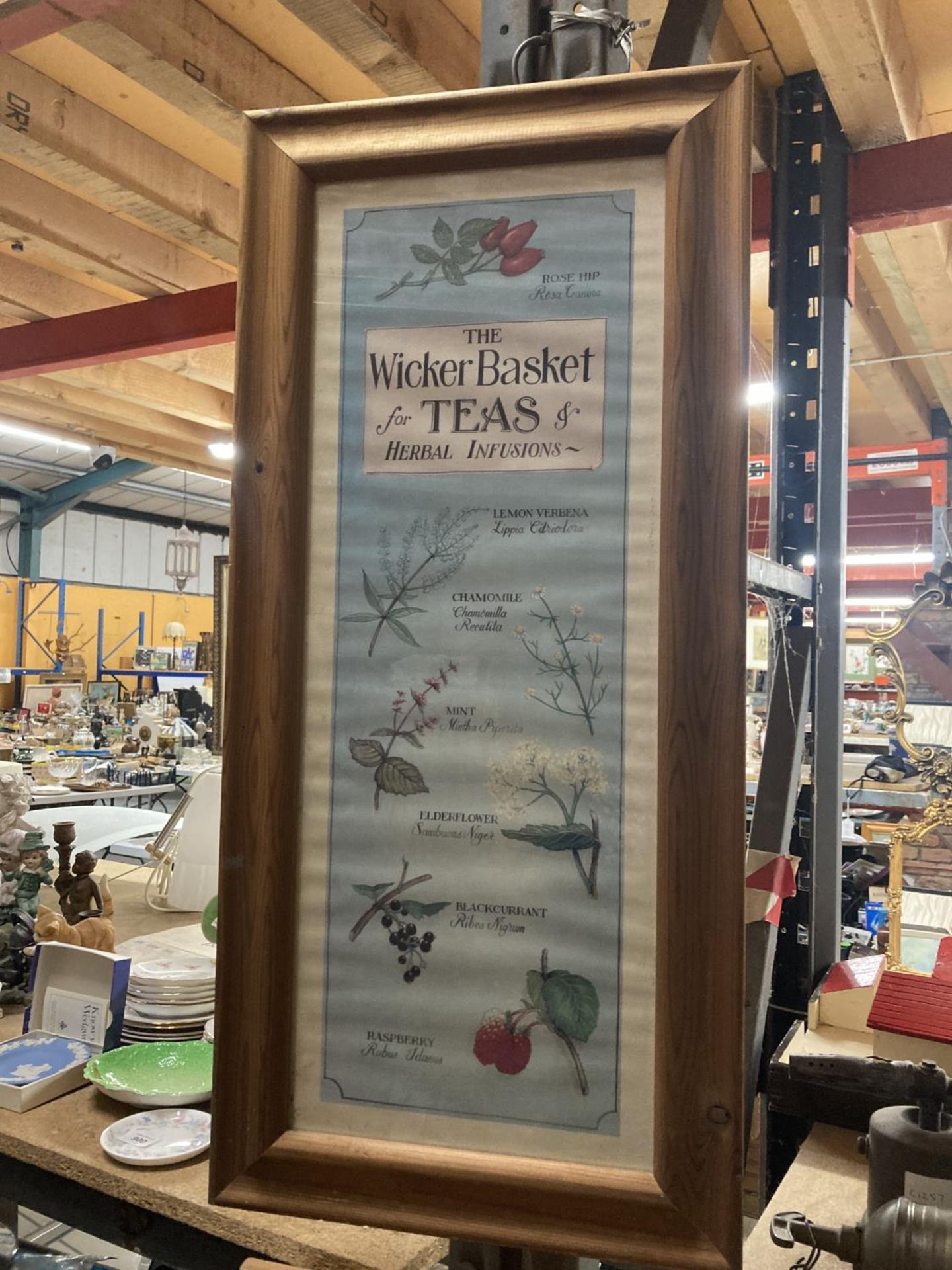 TWO PINE FRAMED KITCHEN POSTERS THE WICKER BASKETS FOR TEAS AND THE KITCHEN GARDEN FRESH HERBS - Image 2 of 3