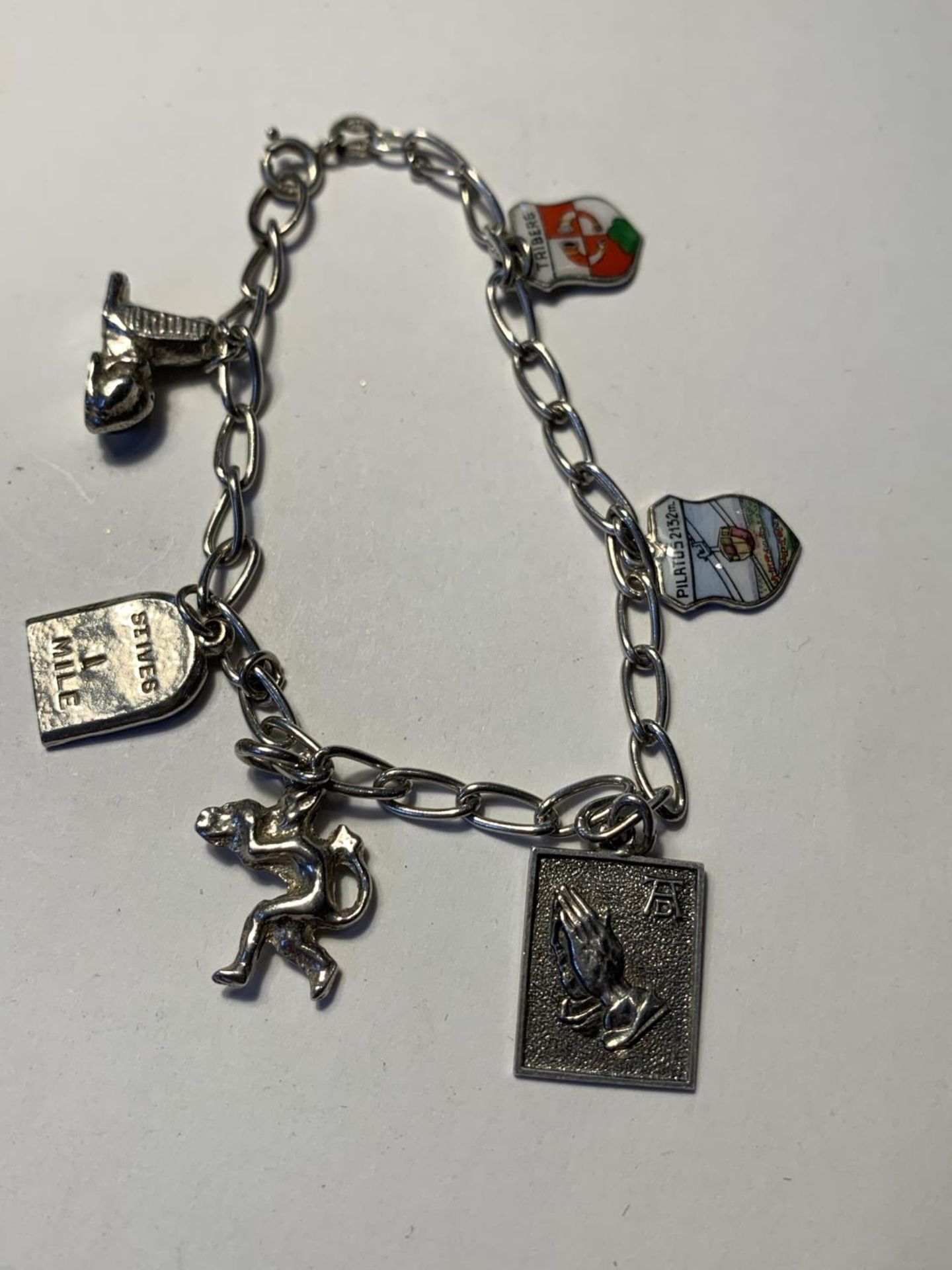 TWO SILVER BRACELETS WITH CHARMS - Image 3 of 3