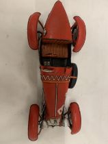 A LARGE RED TIN PLATE ALPHA ROMEO RACING CAR, LENGTH 34CM