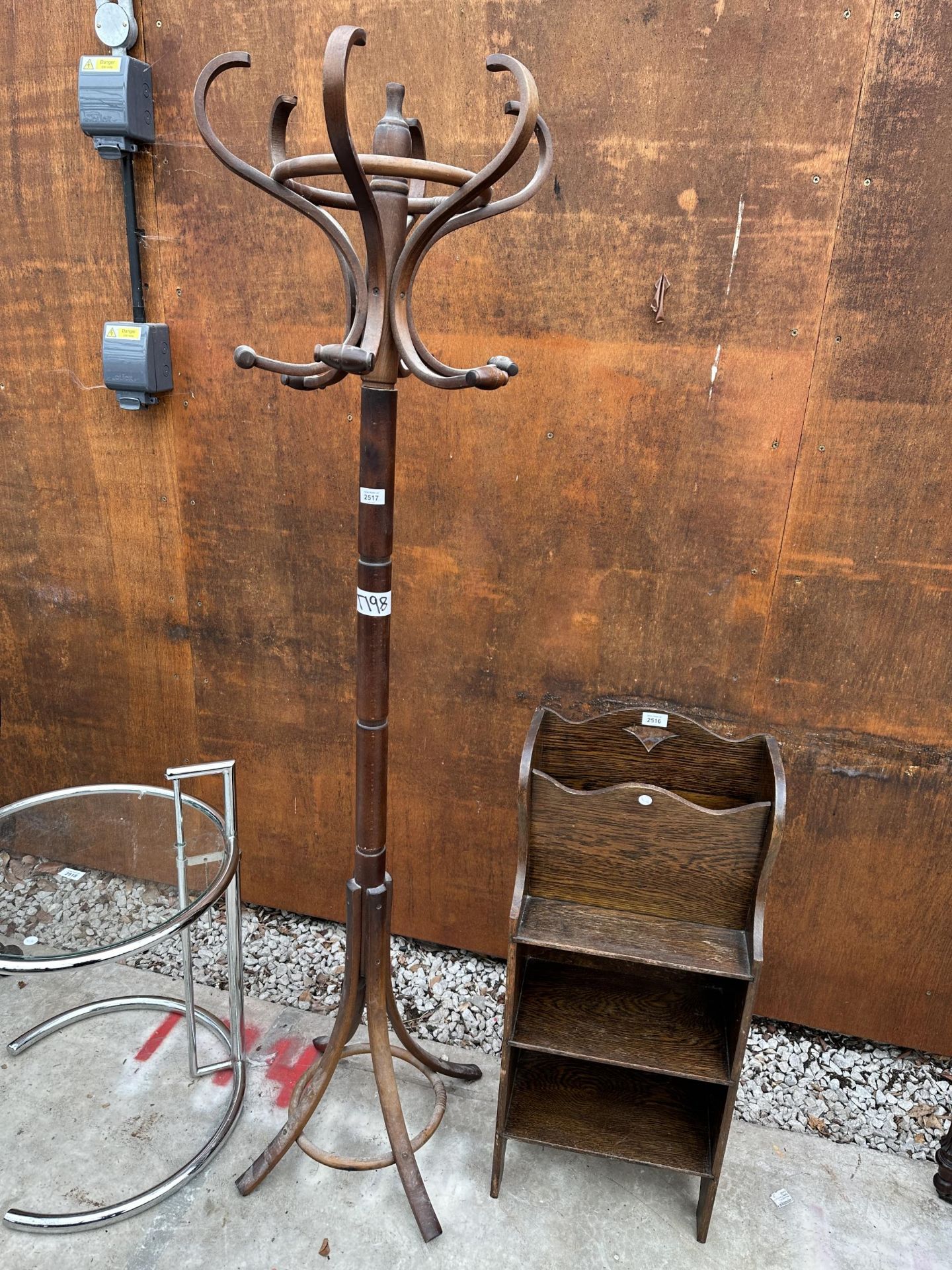 A BENTWOOD COAT STAND WITH TURNED COLUMN