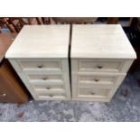 A PAIR OF MODERN THREE DRAWER BEDSIDE CHESTS