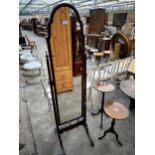 A MID 20TH CENTURY MAHOGANY CHEVAL MIRROR