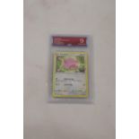 A CHANSEY POKEMON CARD, GRADED NUMBER 9, NEAR MINT