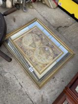 A GILT AND MIRRORED FRAMED 'NEW AND ACCVART MAP OF THE WORLD'