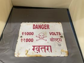 A VINTAGE STEEL SIGN FROM AN INDIAN POWER STATION 25CM X 20CM