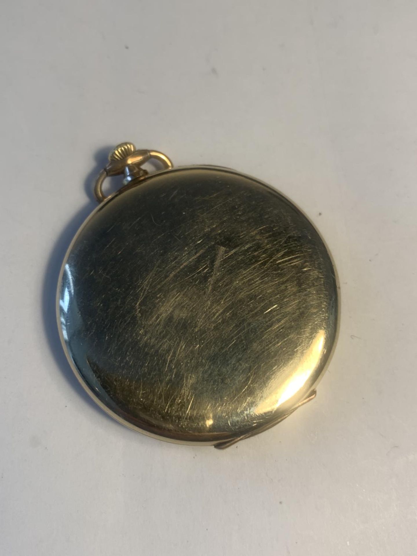 A 1920'S GOLD PLATED TEMPO POCKET WATCH SEEN WORKING BUT NO WARRANTY - Image 2 of 2