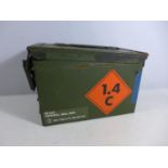 A GREEN PAINTED AMMUNITION BOX