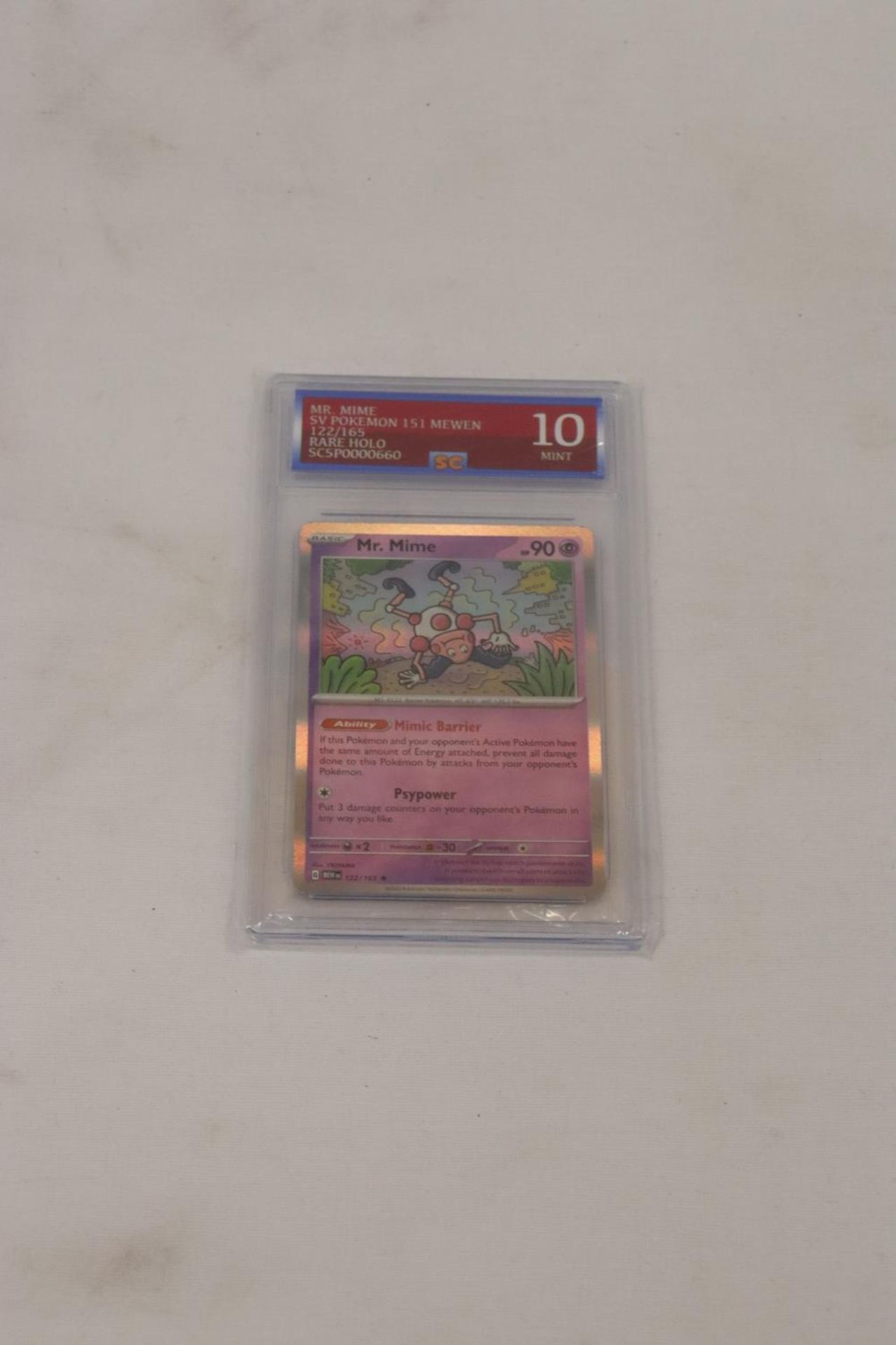 A MR MIME POKEMON CARD, GRADED NUMBER 10, MINT