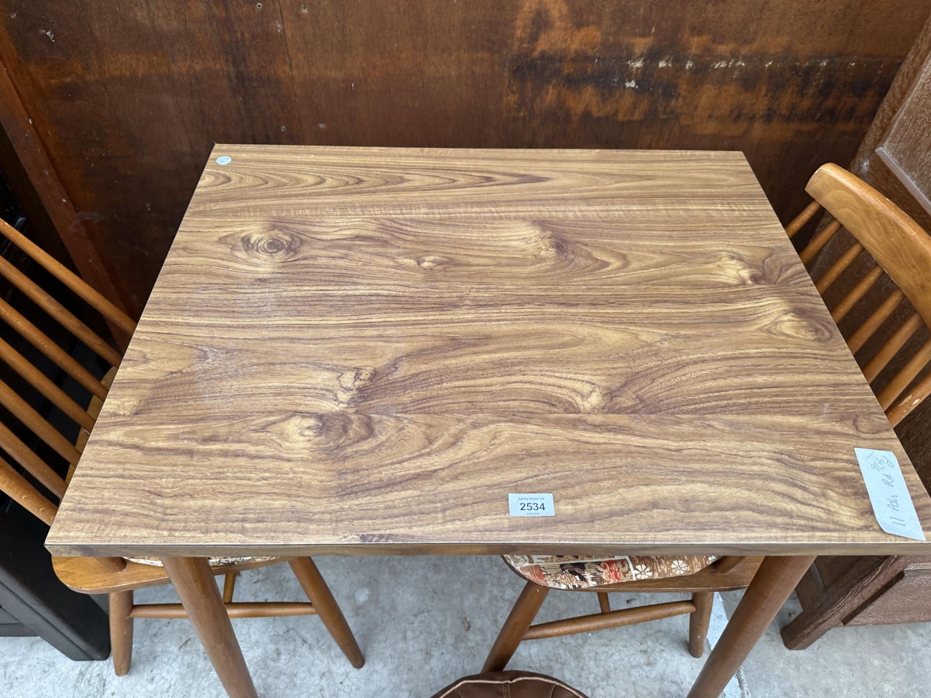 A FORMICA TOP KITCHEN TABLE 30" X 24" BY DINETTE AND A PAIR OF BEECH KITCHEN CHAIRS AND A BETTER - Image 2 of 5